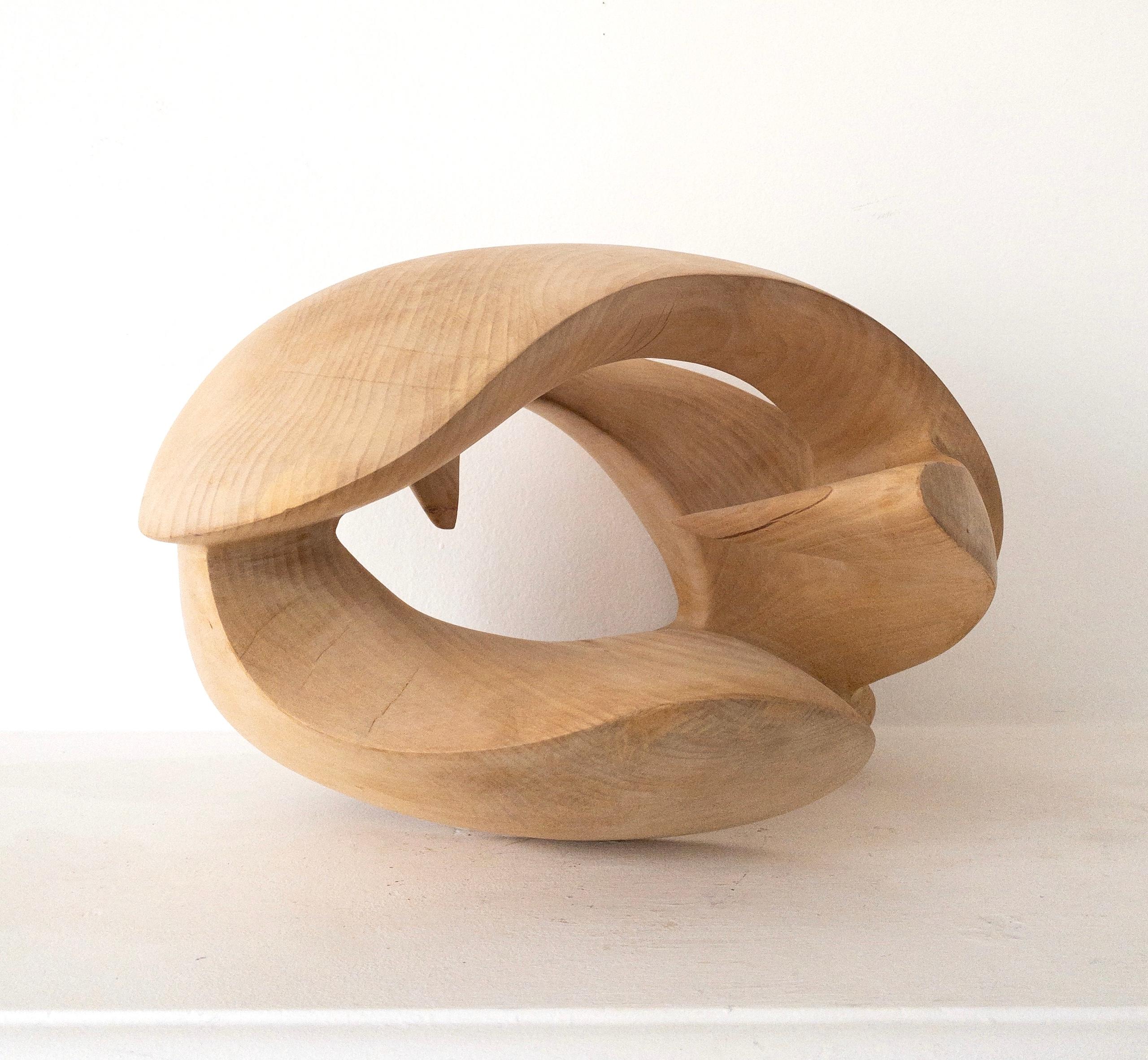 Exploring Space I by Wouter van der Vlugt - Wood sculpture, chestnut, movement For Sale 7