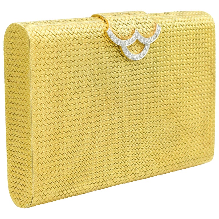Woven 18 Karat Gold and Diamond Evening Clutch at 1stDibs
