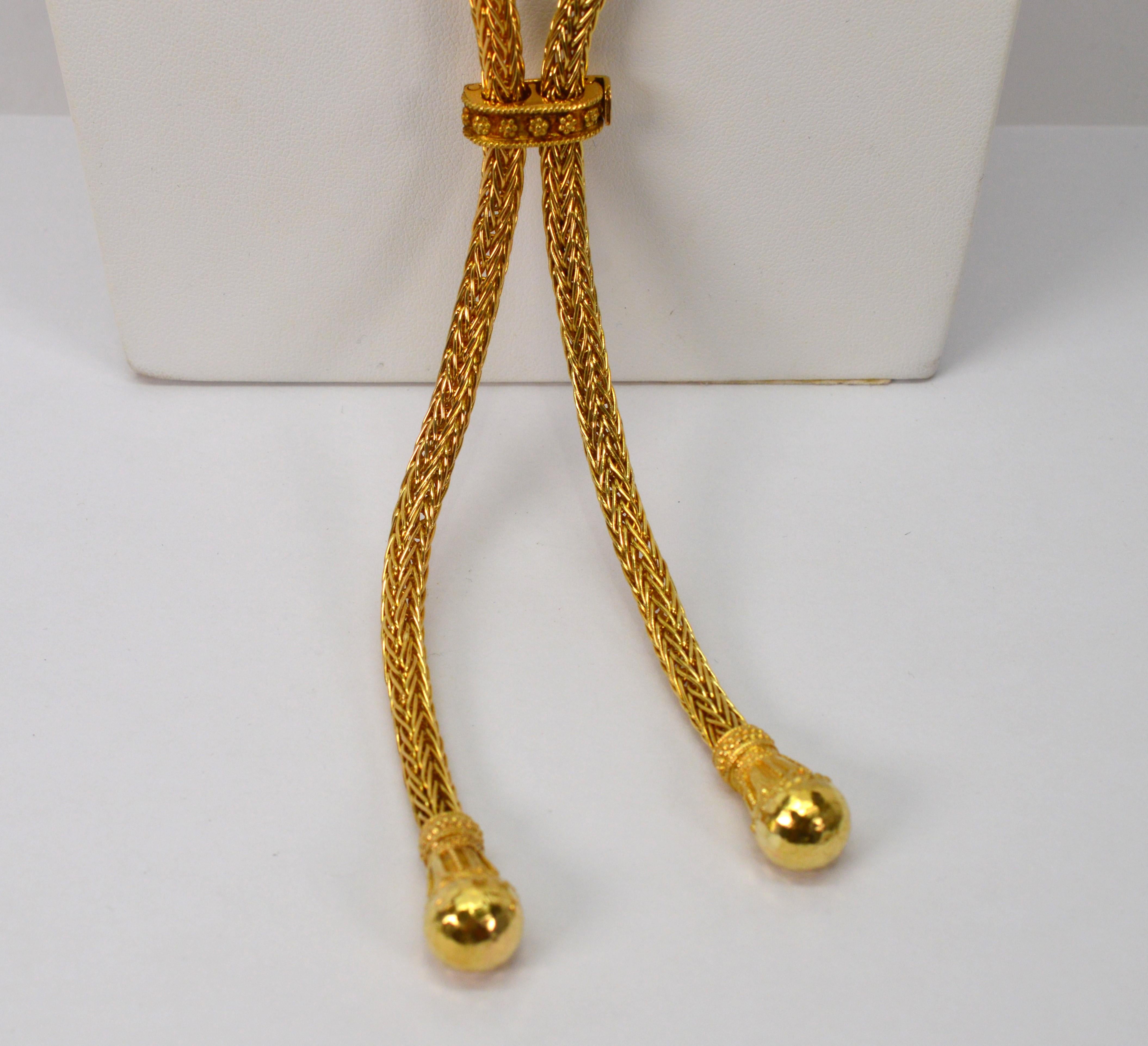 House of Zolotas Lariat Collier en or jaune 18 carats en vente 8