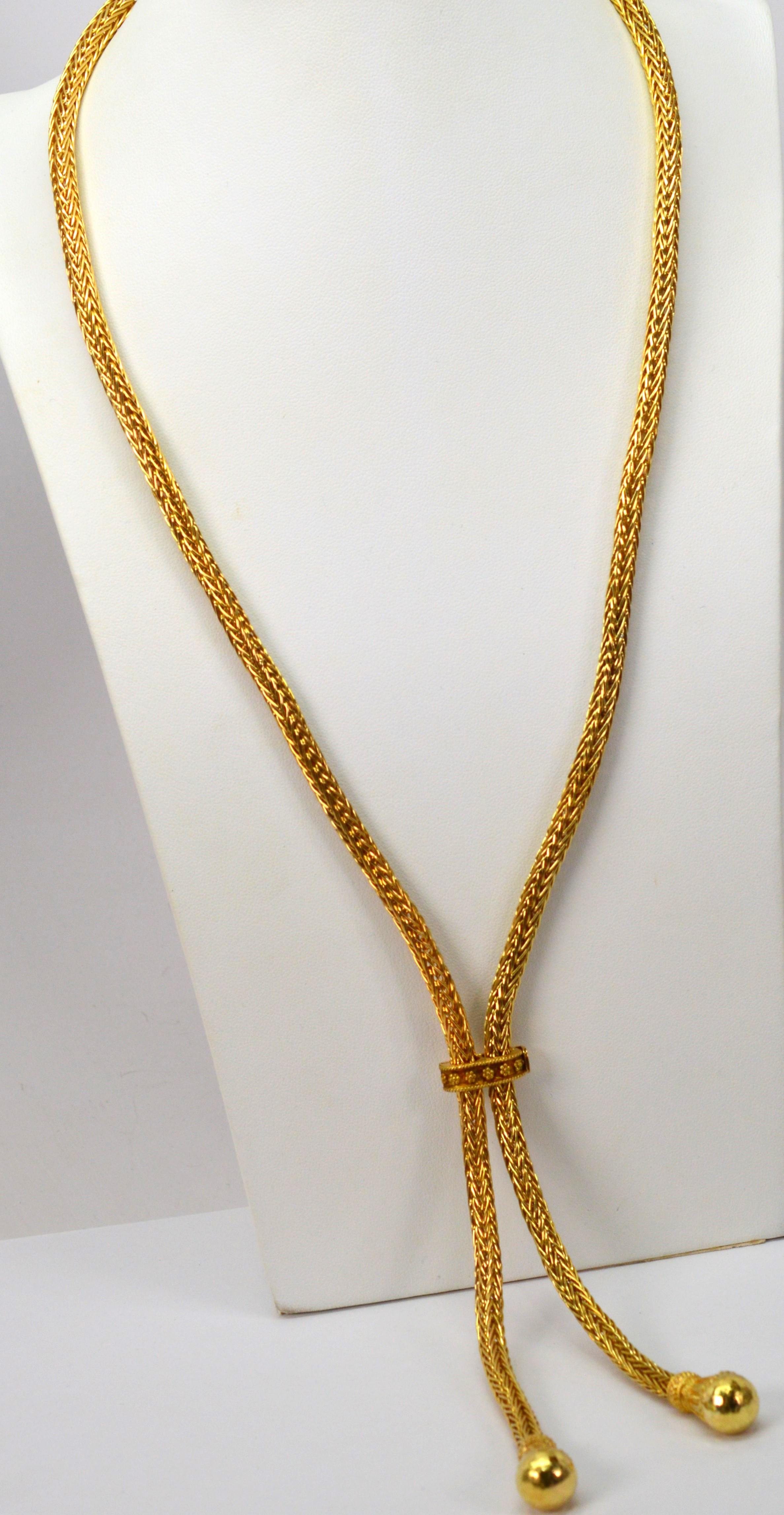 House of Zolotas Lariat Collier en or jaune 18 carats en vente 9
