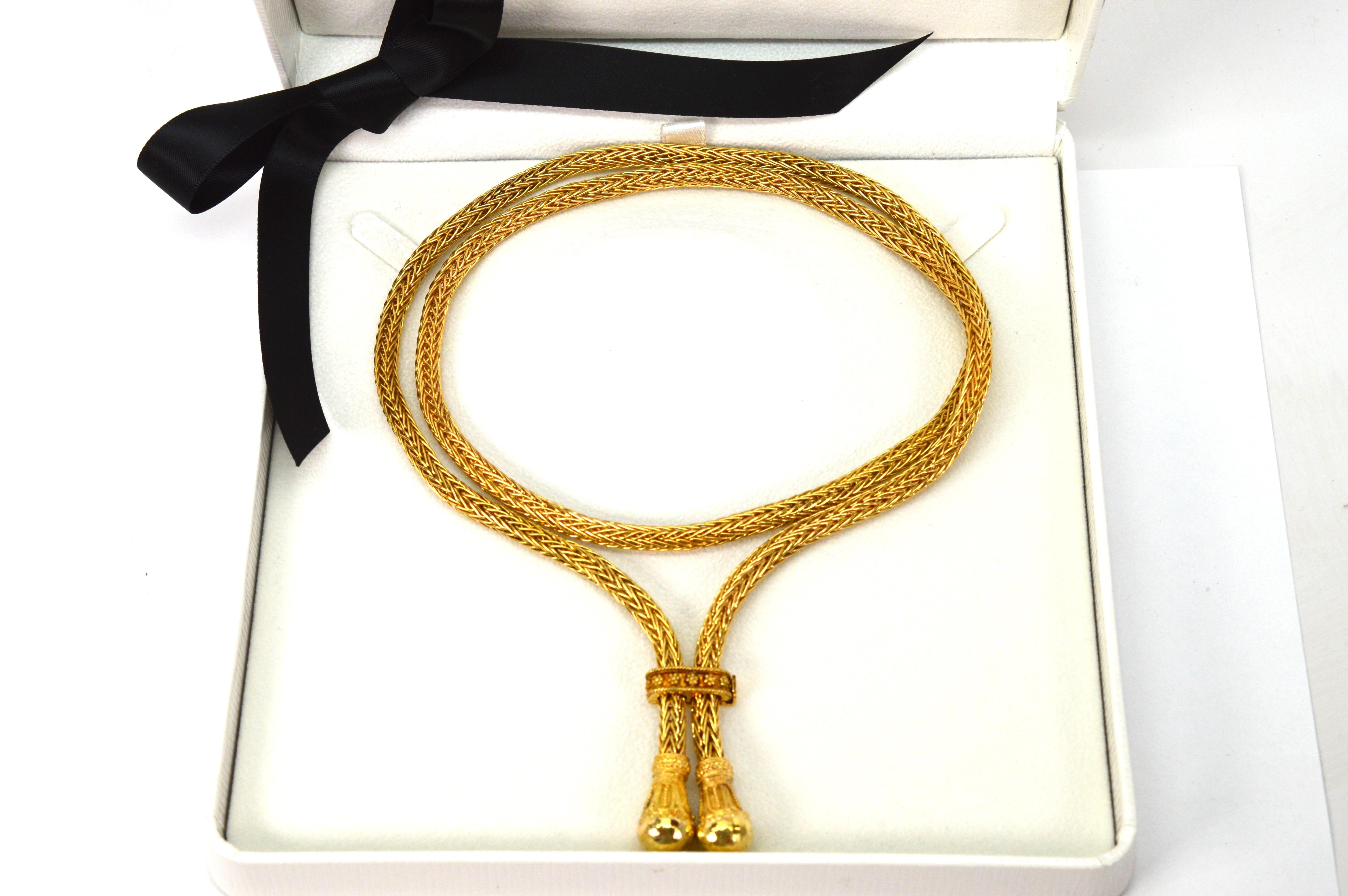 House of Zolotas Lariat Collier en or jaune 18 carats en vente 6