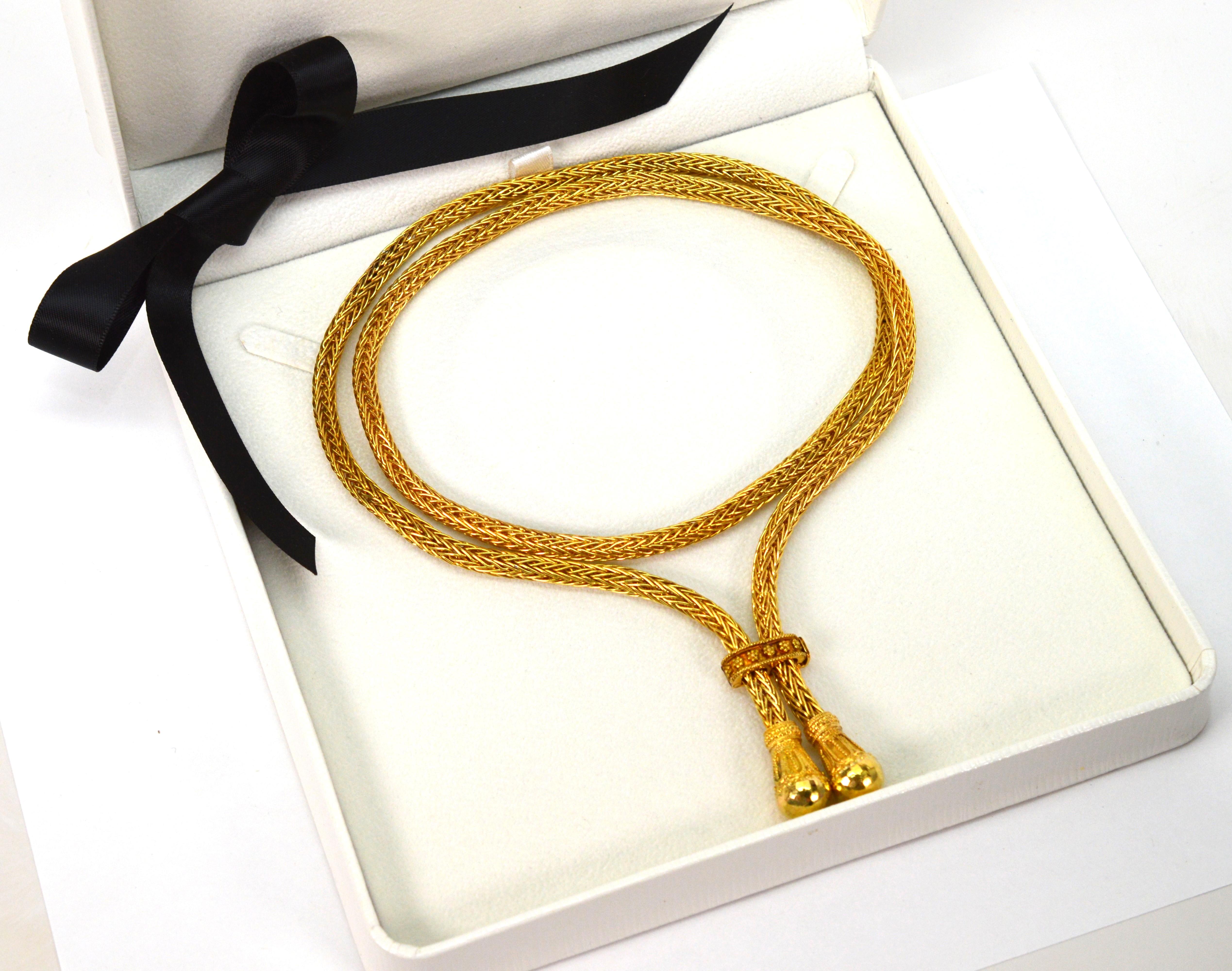House of Zolotas Lariat Collier en or jaune 18 carats en vente 10
