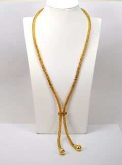 House of Zolotas 18K Yellow Gold Lariat Rope Necklace