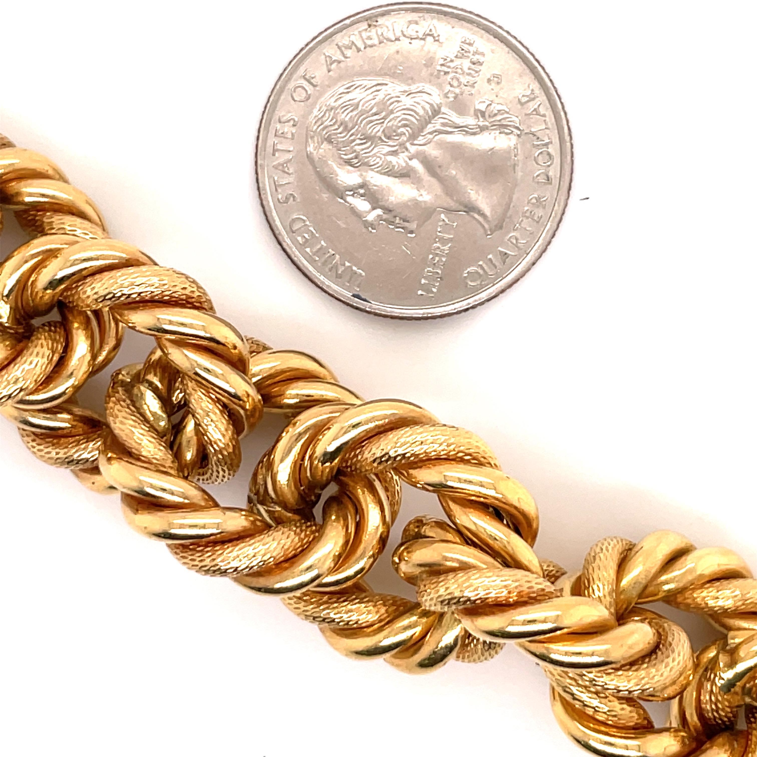 Women's Woven 18 Karat Yellow Gold Link Bracelet 72.9 Grams