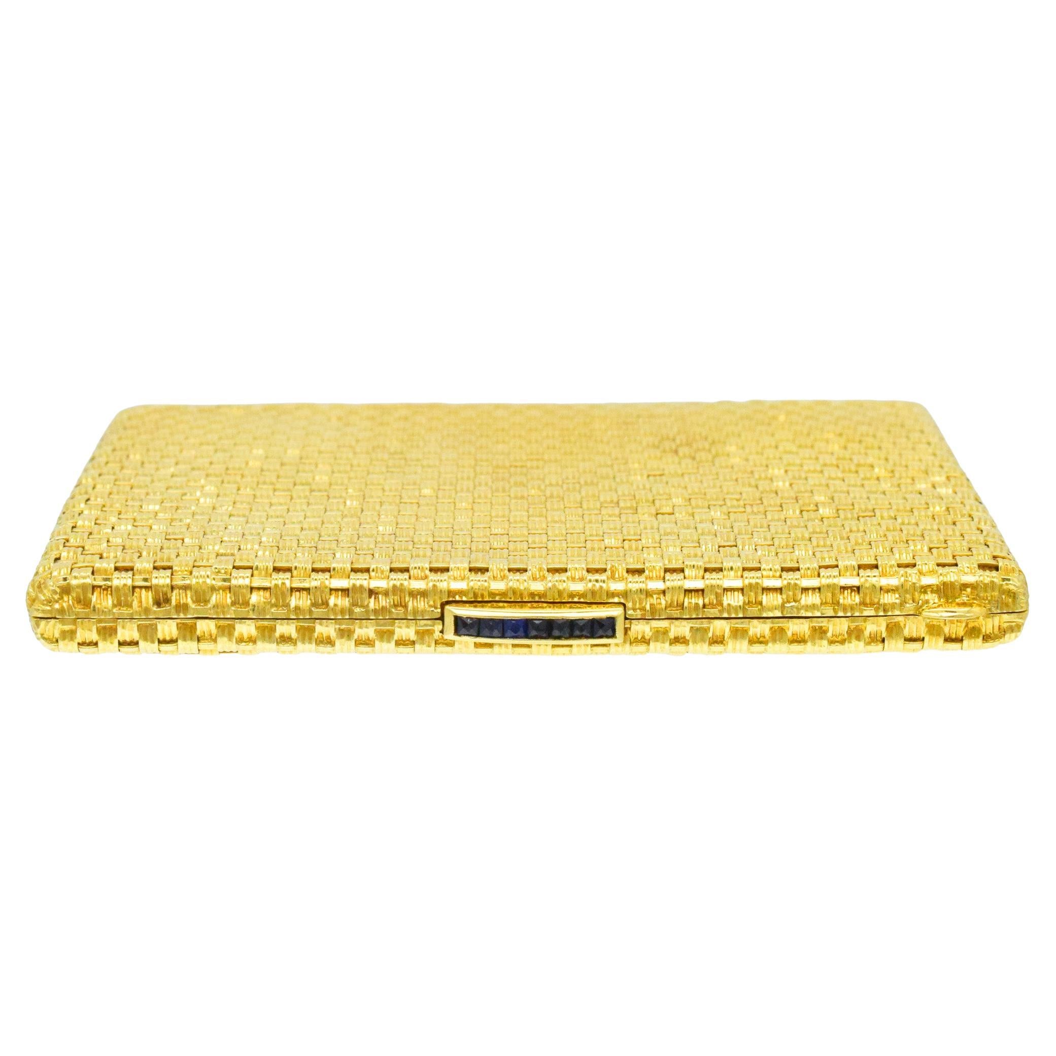 Woven 18k yellow  old cigarette case.