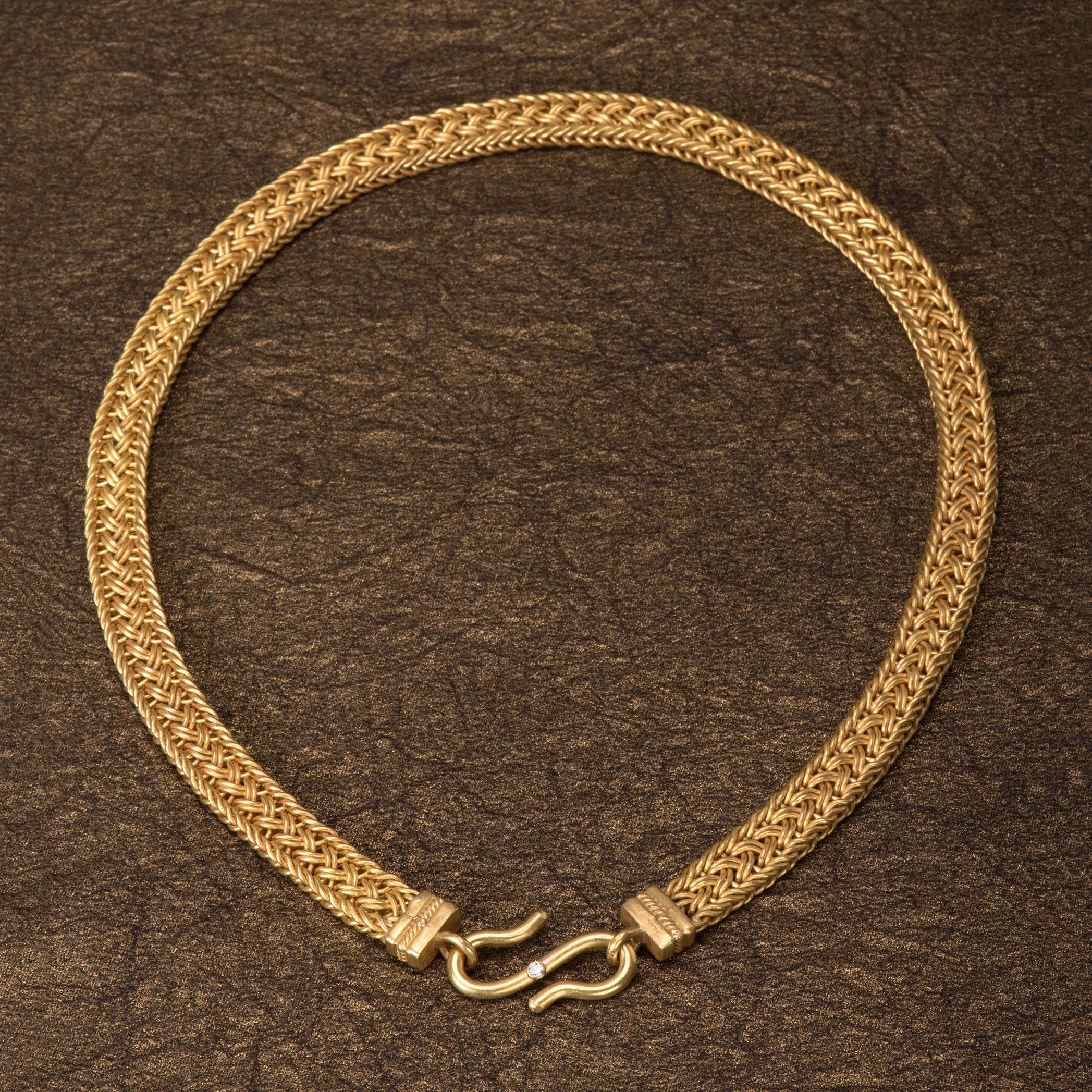 Women's or Men's Woven 22 Karat Gold Necklace For Sale