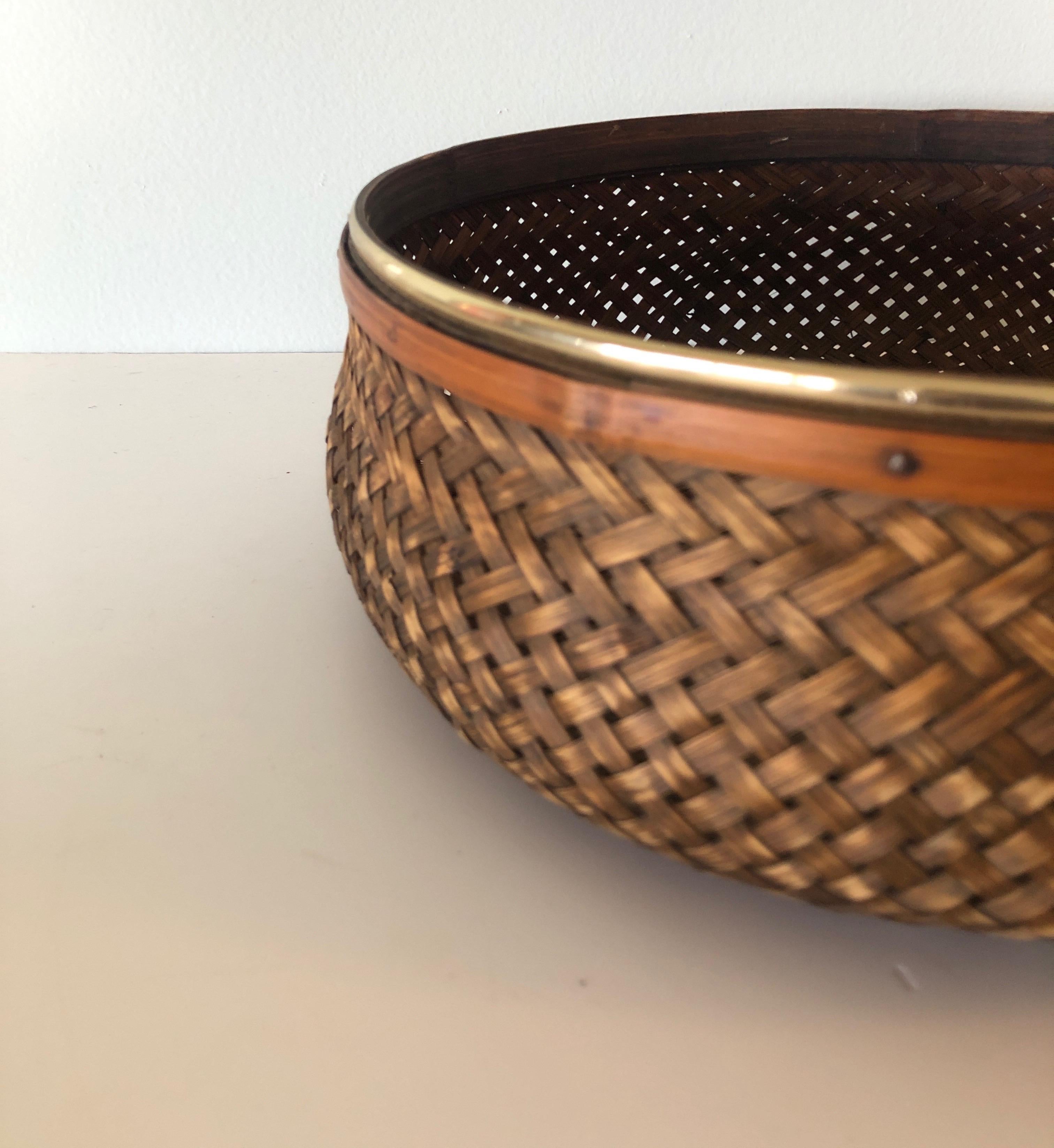 Bohemian Woven Asian Round Serving Basket