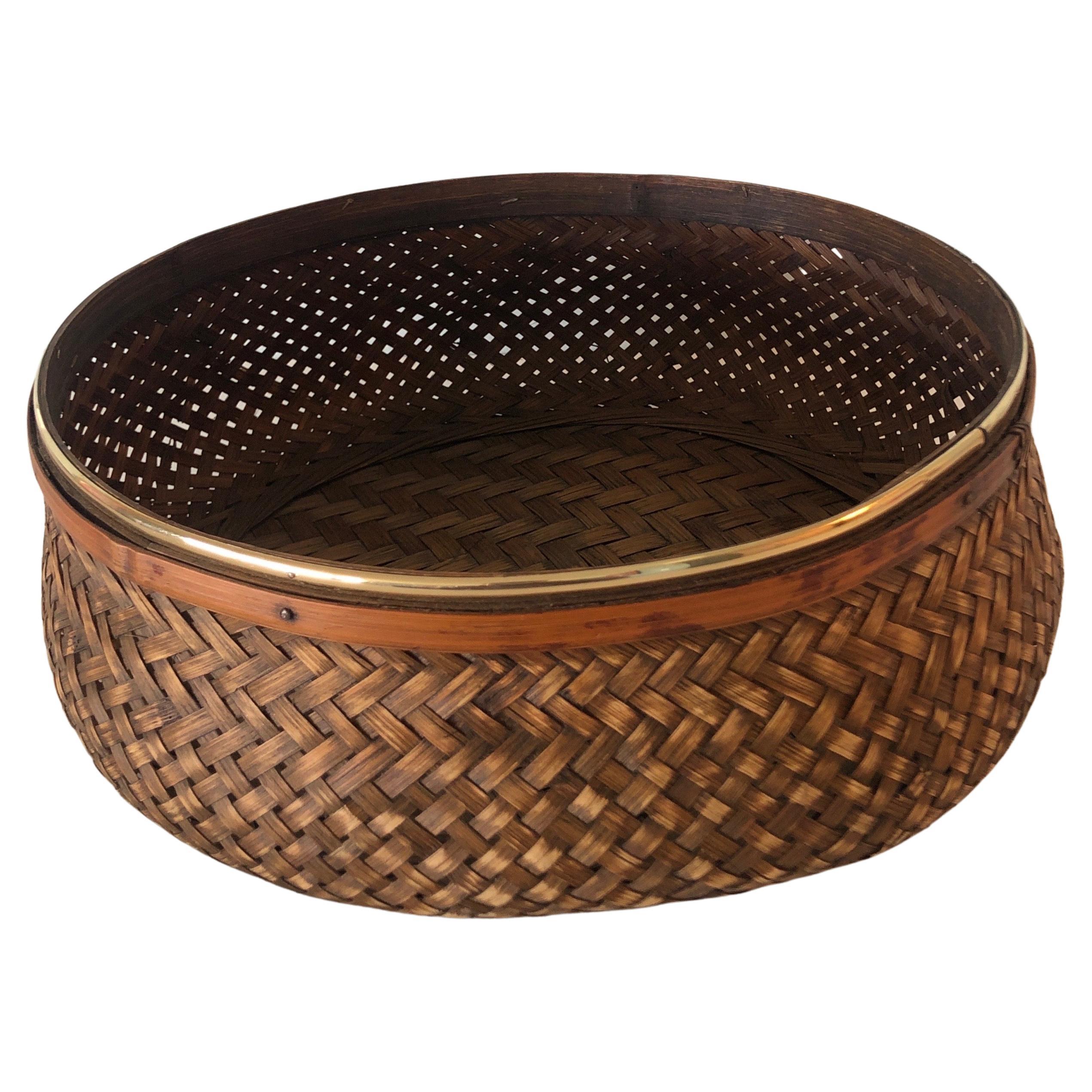 Woven Asian Round Serving Basket