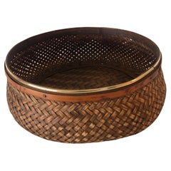 Woven Asian Round Serving Basket