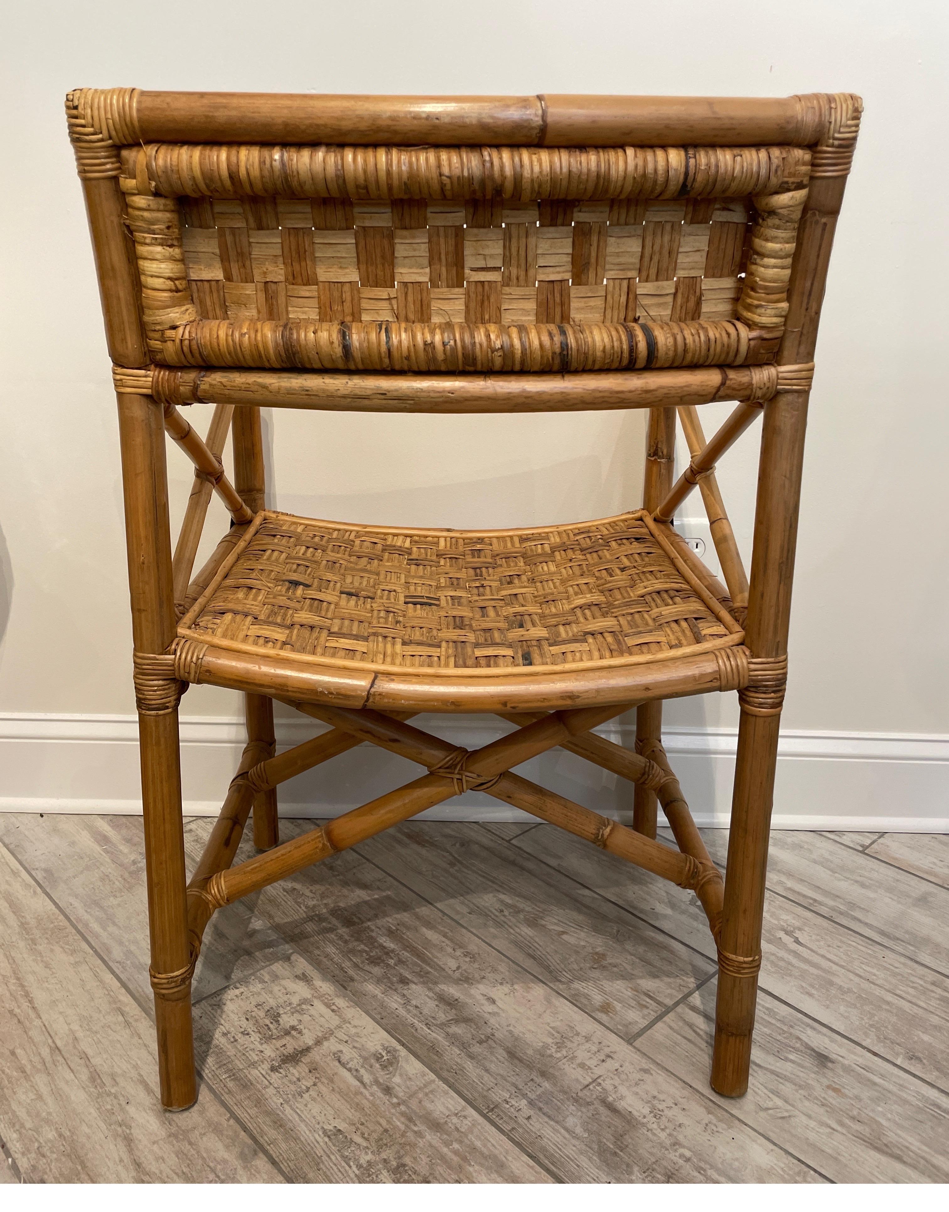 Woven Bamboo Campaign Style Armchair For Sale 5