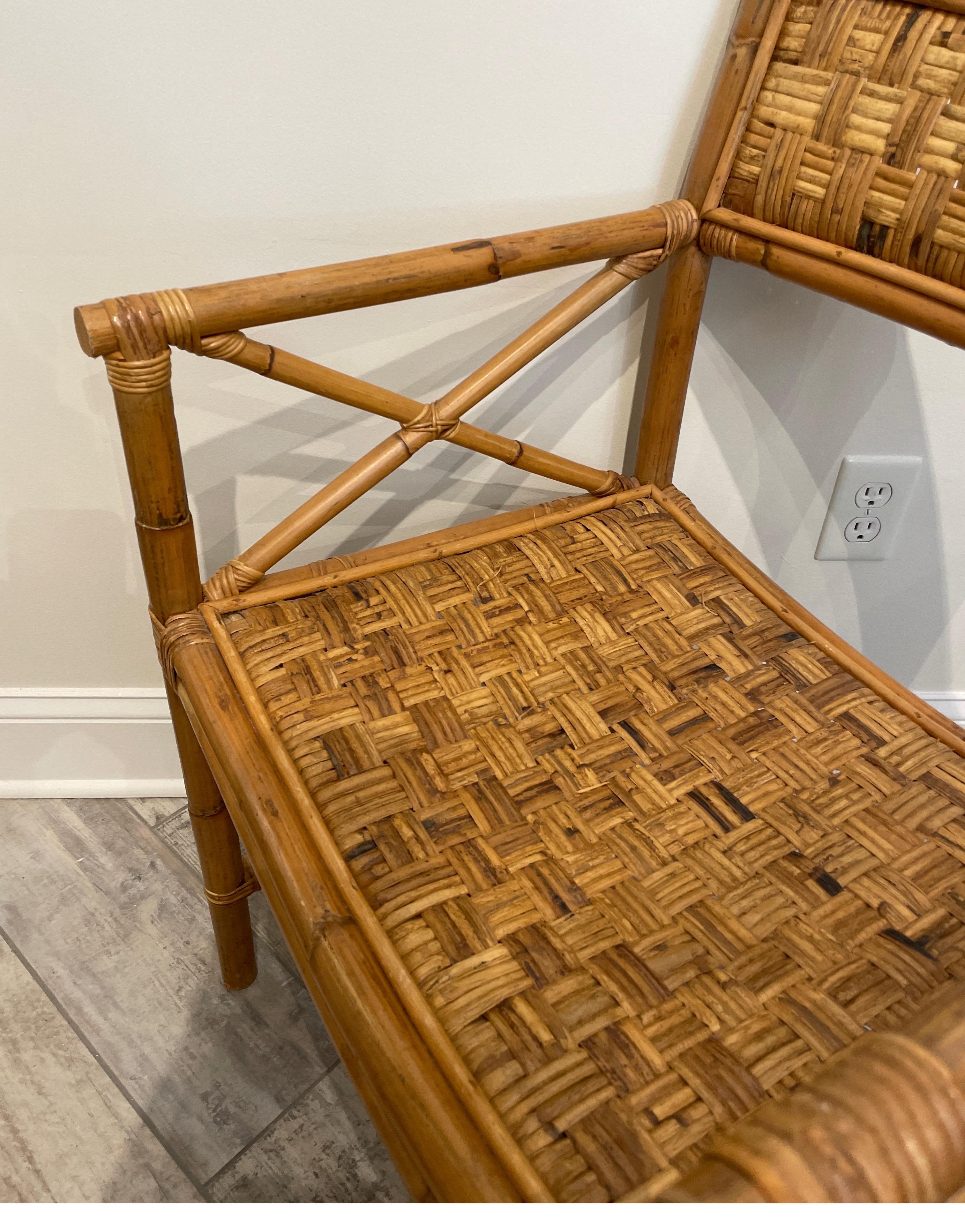 20th Century Woven Bamboo Campaign Style Armchair For Sale