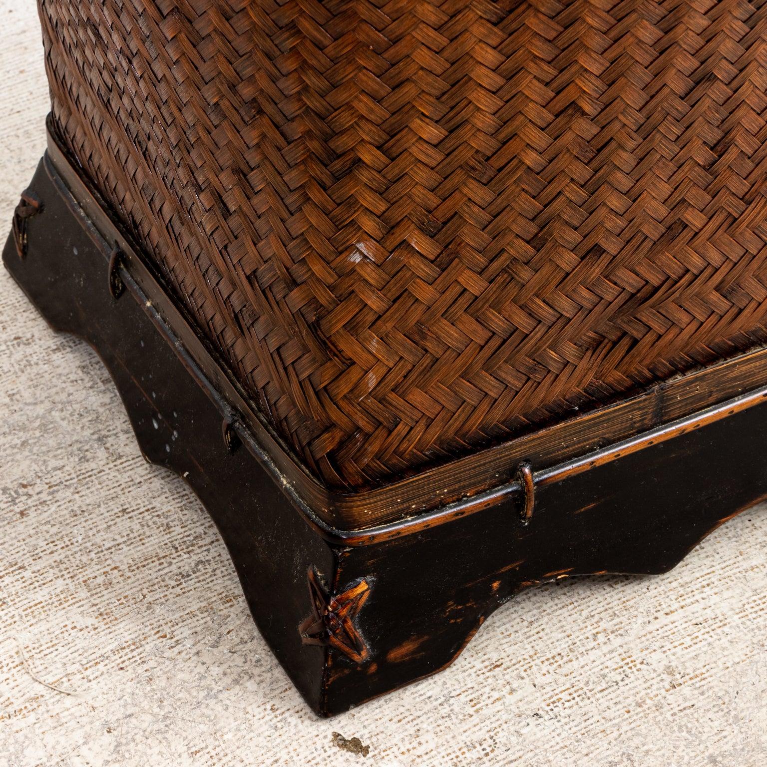 Chinese Woven Basket Side Table For Sale