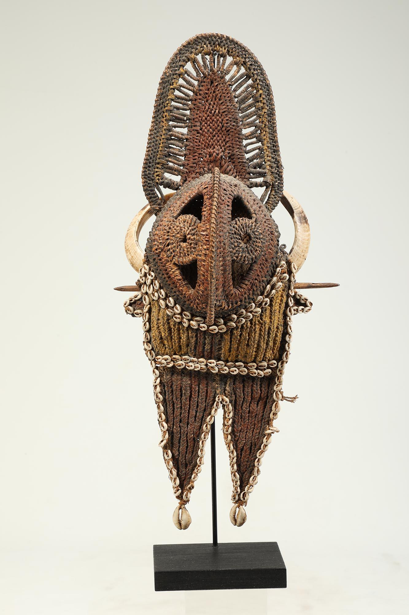 Organic Material Woven Basketry Figural Pectoral Chest Ornament Figure Papua New Guinea tusks