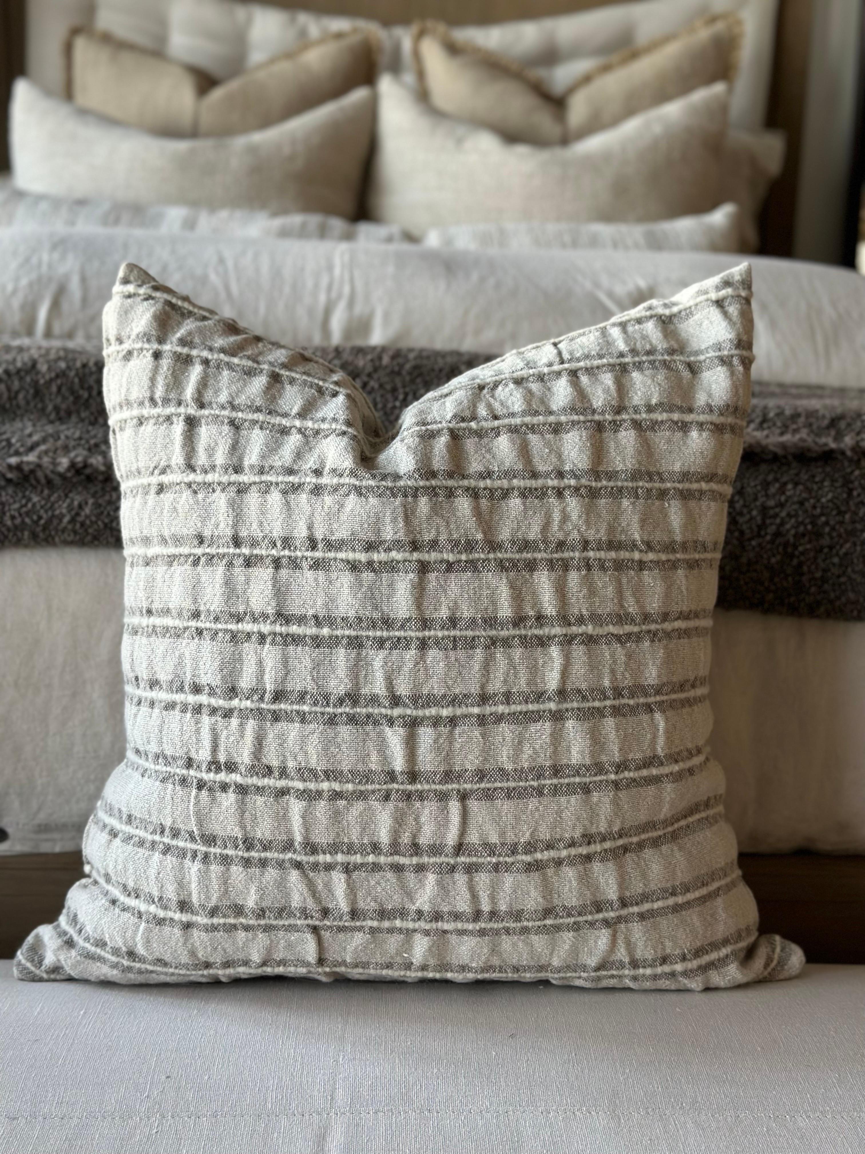 Woven in Belgium using traditional weaving techniques, Low No. 11 combines Belgian linen with soft wool yarns. The slub like yarns alternating color along the warp create an inspired stripe from vintage textiles with some slight variations.
Color: