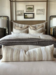 Coussin lombaire tissé belge à rayures de laine et de laine avec insert en duvet