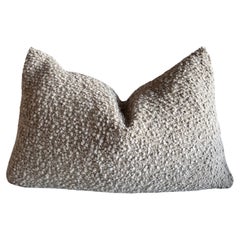 Woven Belgium Wool and Linen Lumbar Pillow in Could Gray Boucle Fabric