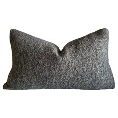 Woven Belgium Wool and Linen Lumbar Pillow in Smoke Boucle Fabric