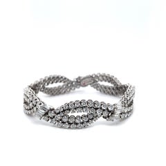 Woven Bracelet with Diamonds in 18 Karat White Gold