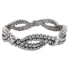 Woven Bracelet with Diamonds in 18 Karat White Gold