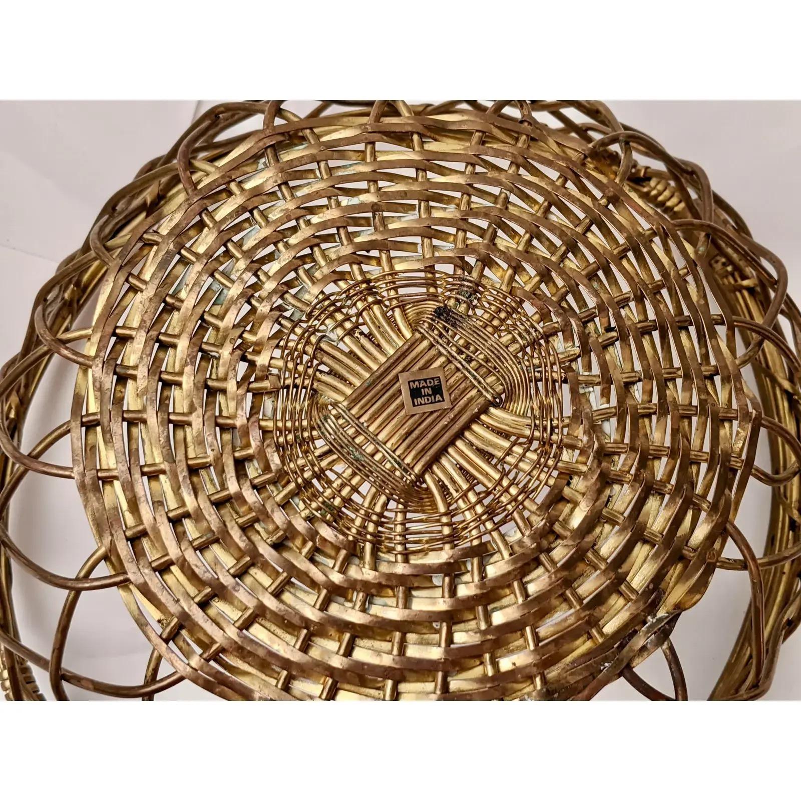 Woven Brass Egg Baskets, Set of 2 For Sale 3