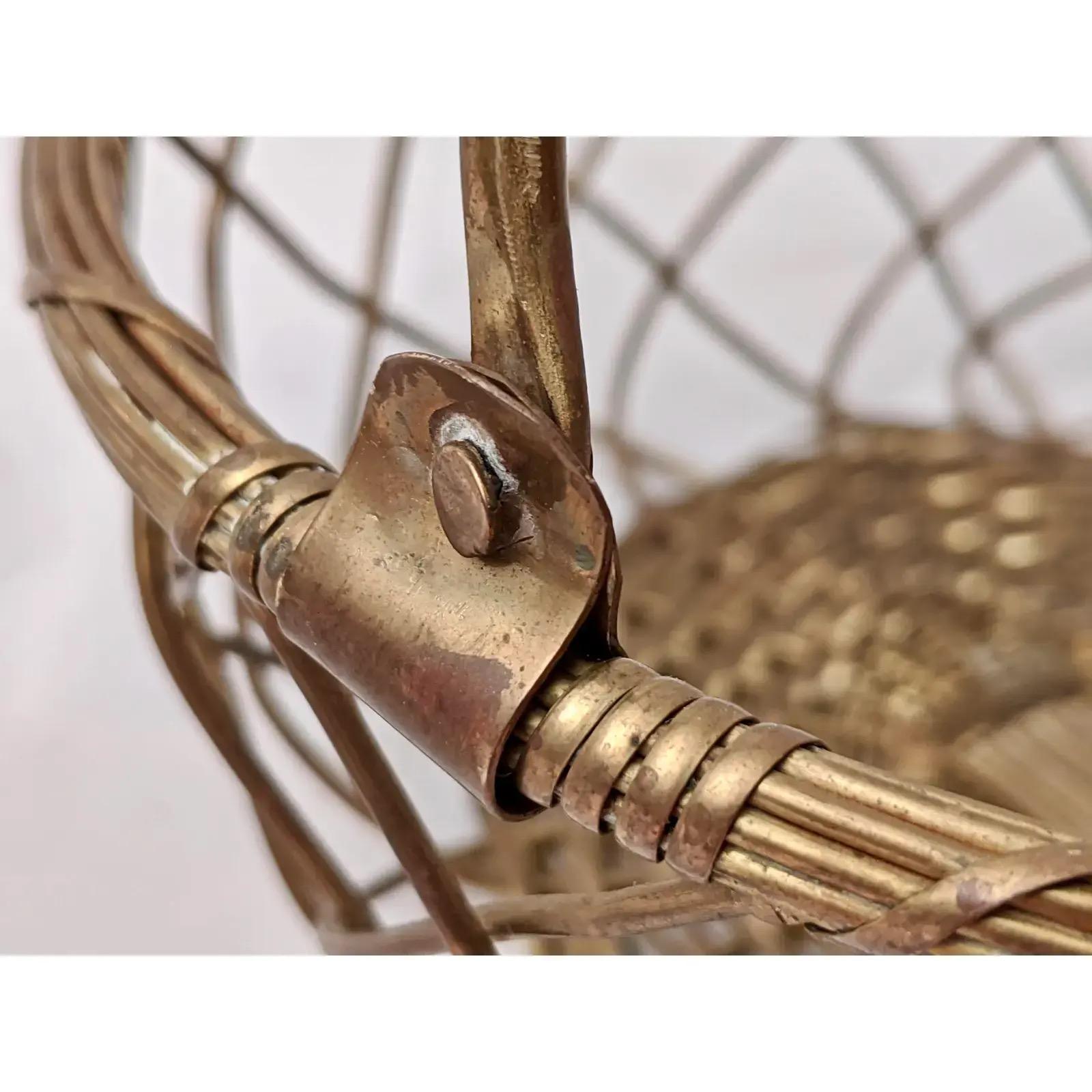 Woven Brass Egg Baskets, Set of 2 For Sale 4