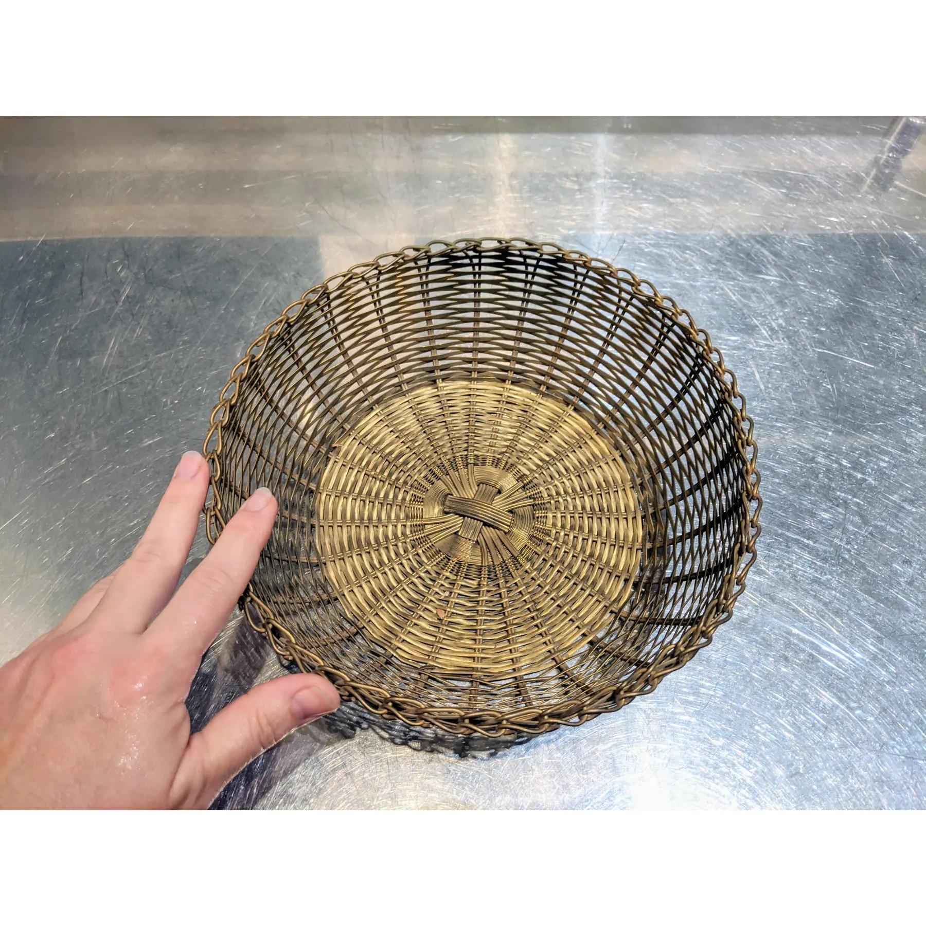 Rustic Woven Brass Egg Baskets, Set of 2 For Sale