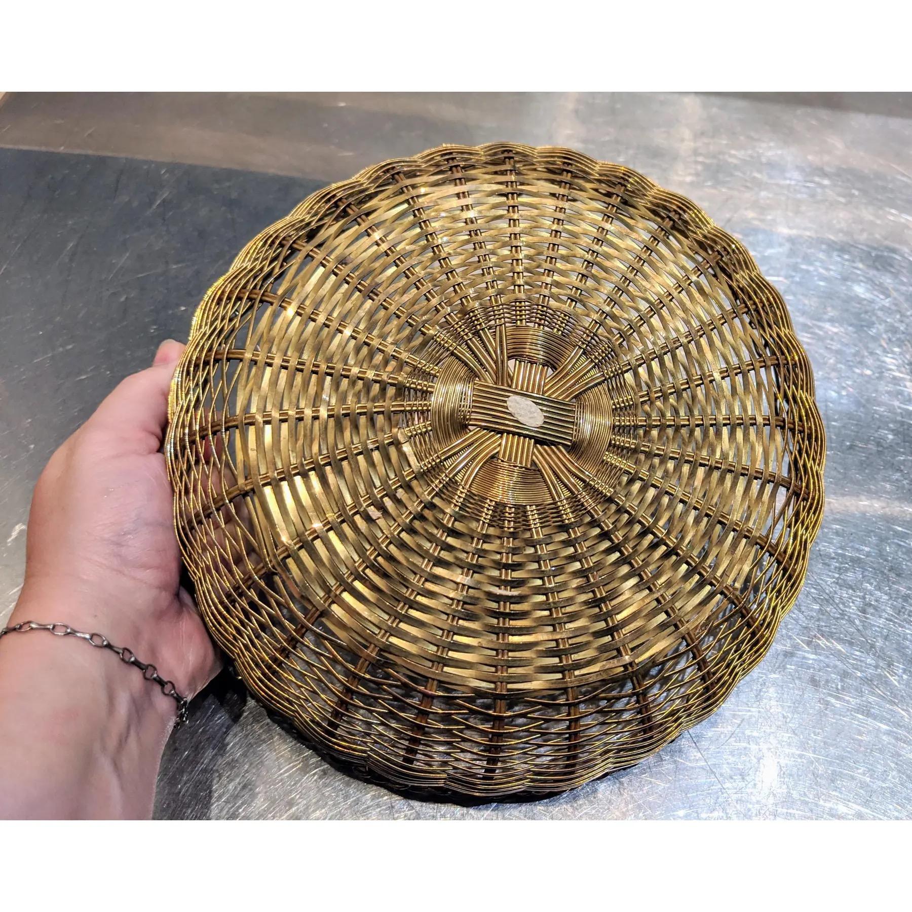 Indian Woven Brass Egg Baskets, Set of 2 For Sale