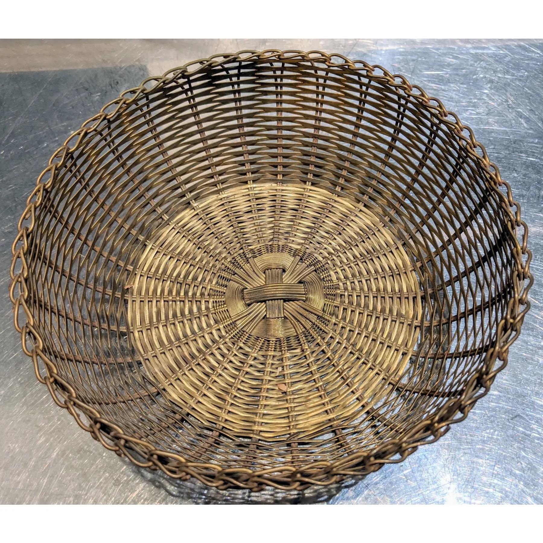 Hand-Woven Woven Brass Egg Baskets, Set of 2 For Sale