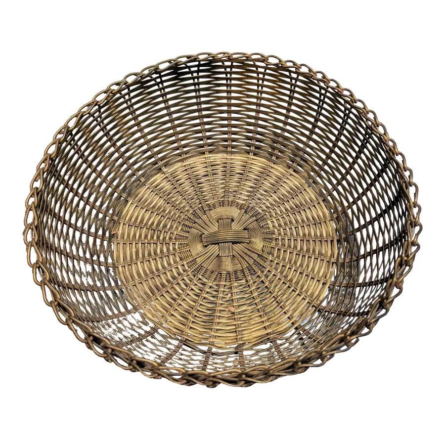 Woven Brass Egg Baskets, Set of 2 In Good Condition For Sale In Round Top, TX