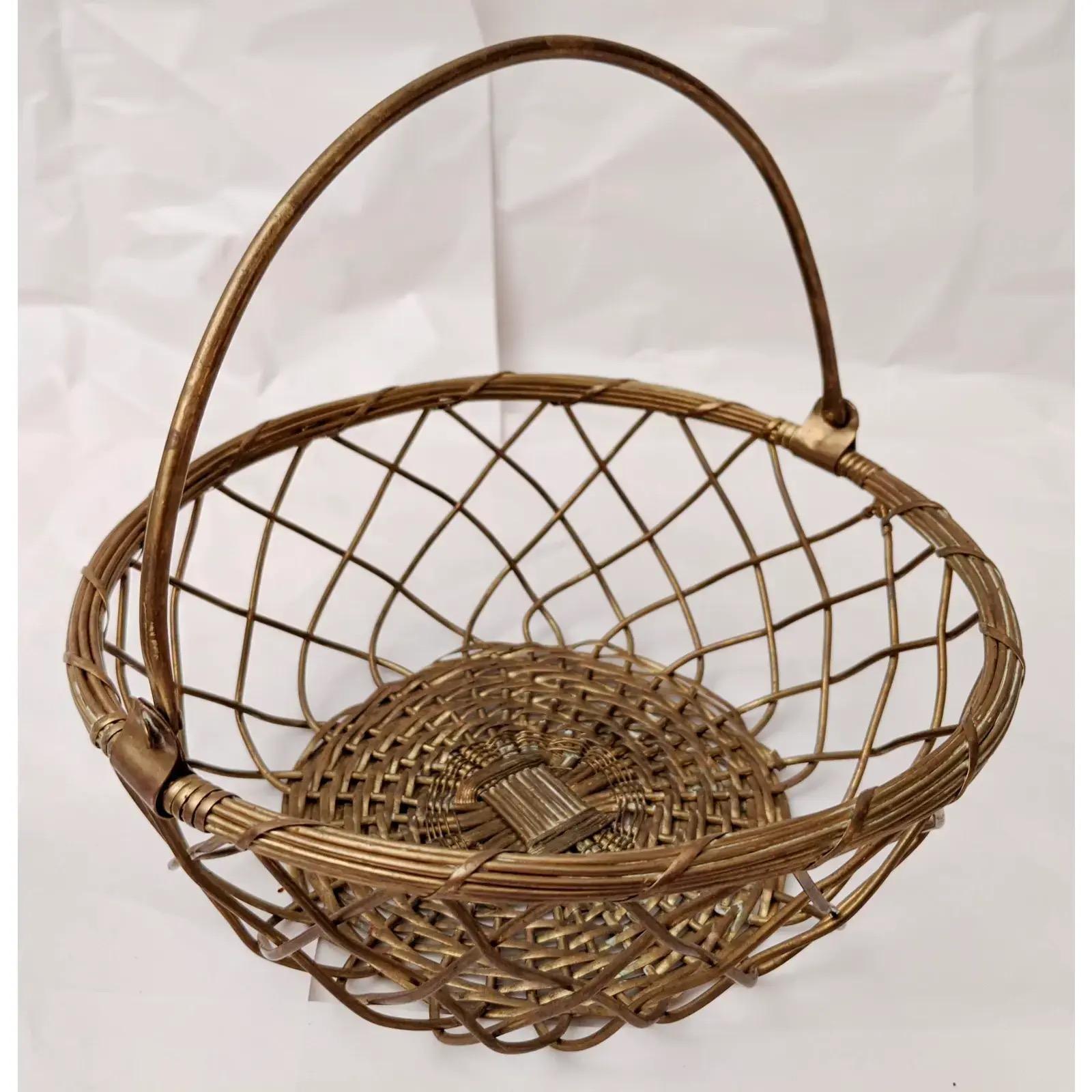 20th Century Woven Brass Egg Baskets, Set of 2 For Sale