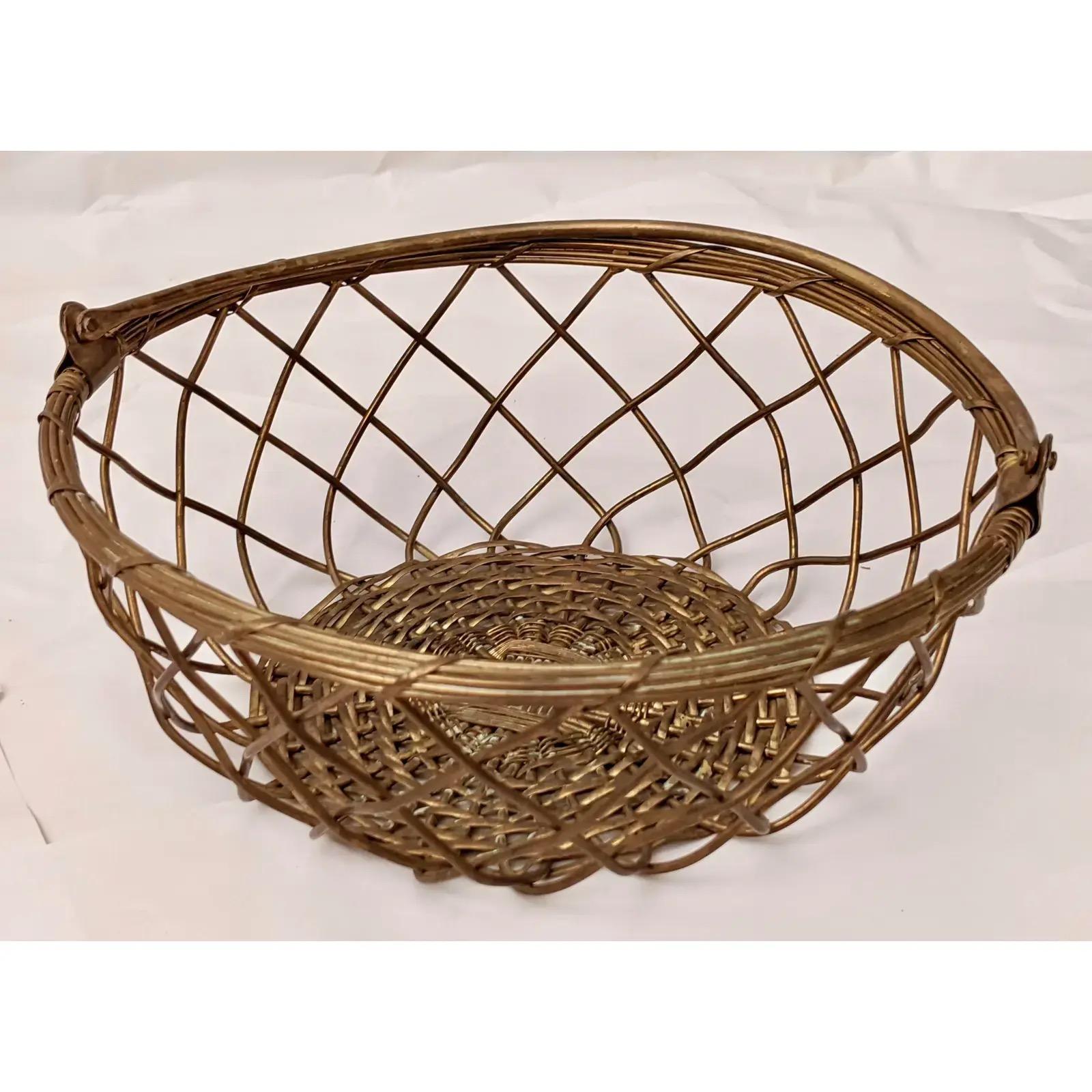 Woven Brass Egg Baskets, Set of 2 For Sale 1