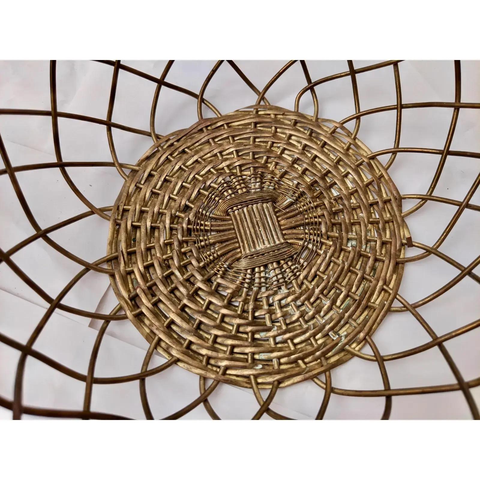 Woven Brass Egg Baskets, Set of 2 For Sale 2