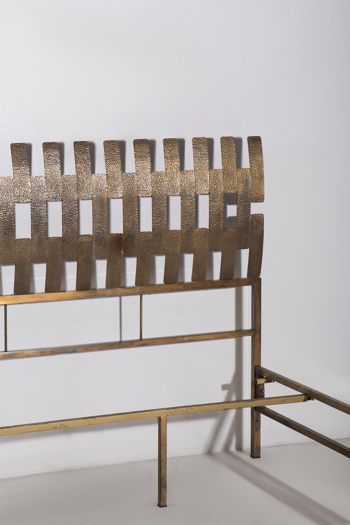 Mid-Century Modern Woven brass headboard by Luciano Frigerio