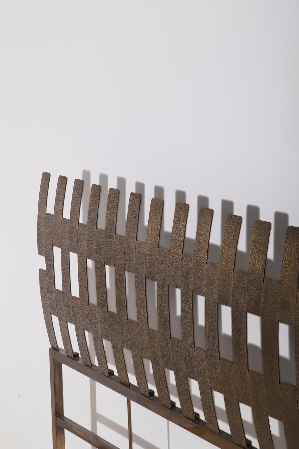 Italian Woven brass headboard by Luciano Frigerio