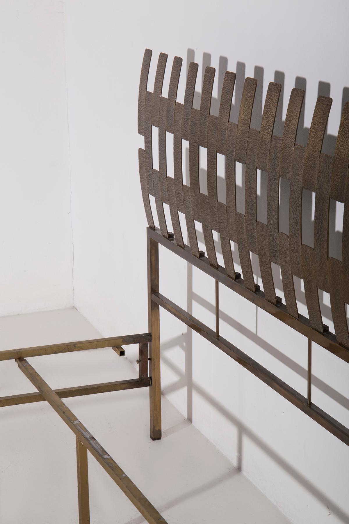 Mid-20th Century Woven brass headboard by Luciano Frigerio