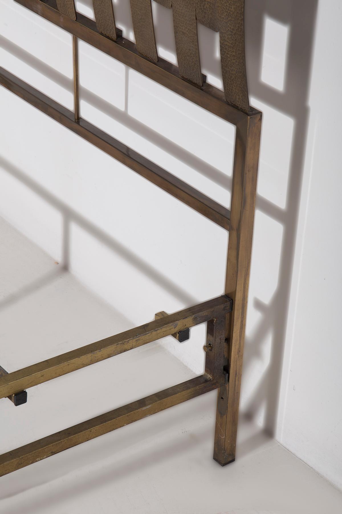 Brass Woven brass headboard by Luciano Frigerio