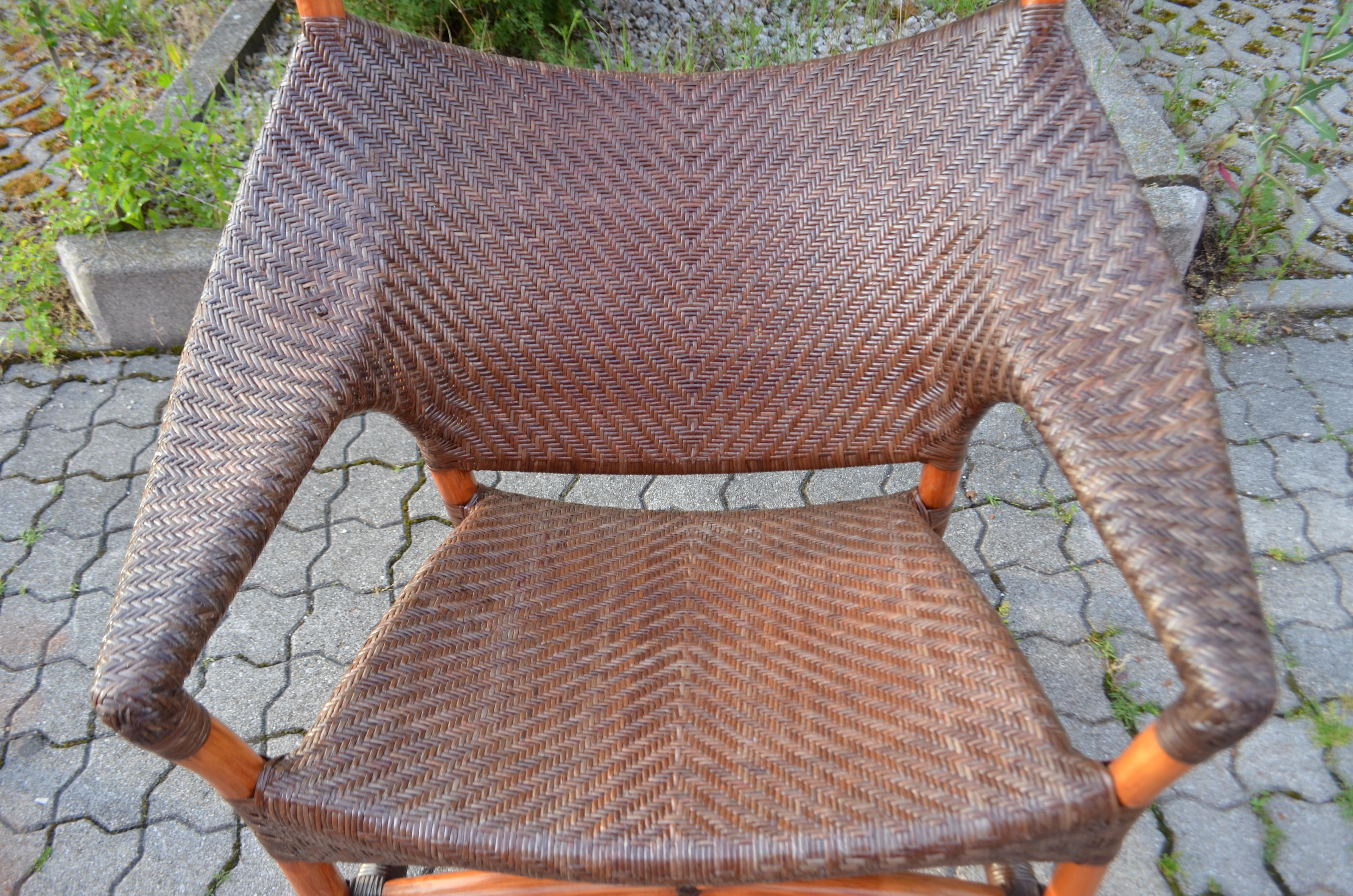 Late 20th Century Woven Cane Bamboo Lounge Chair Yuzuru Yamakawa C, 261 Yamakawa Rattan For Sale