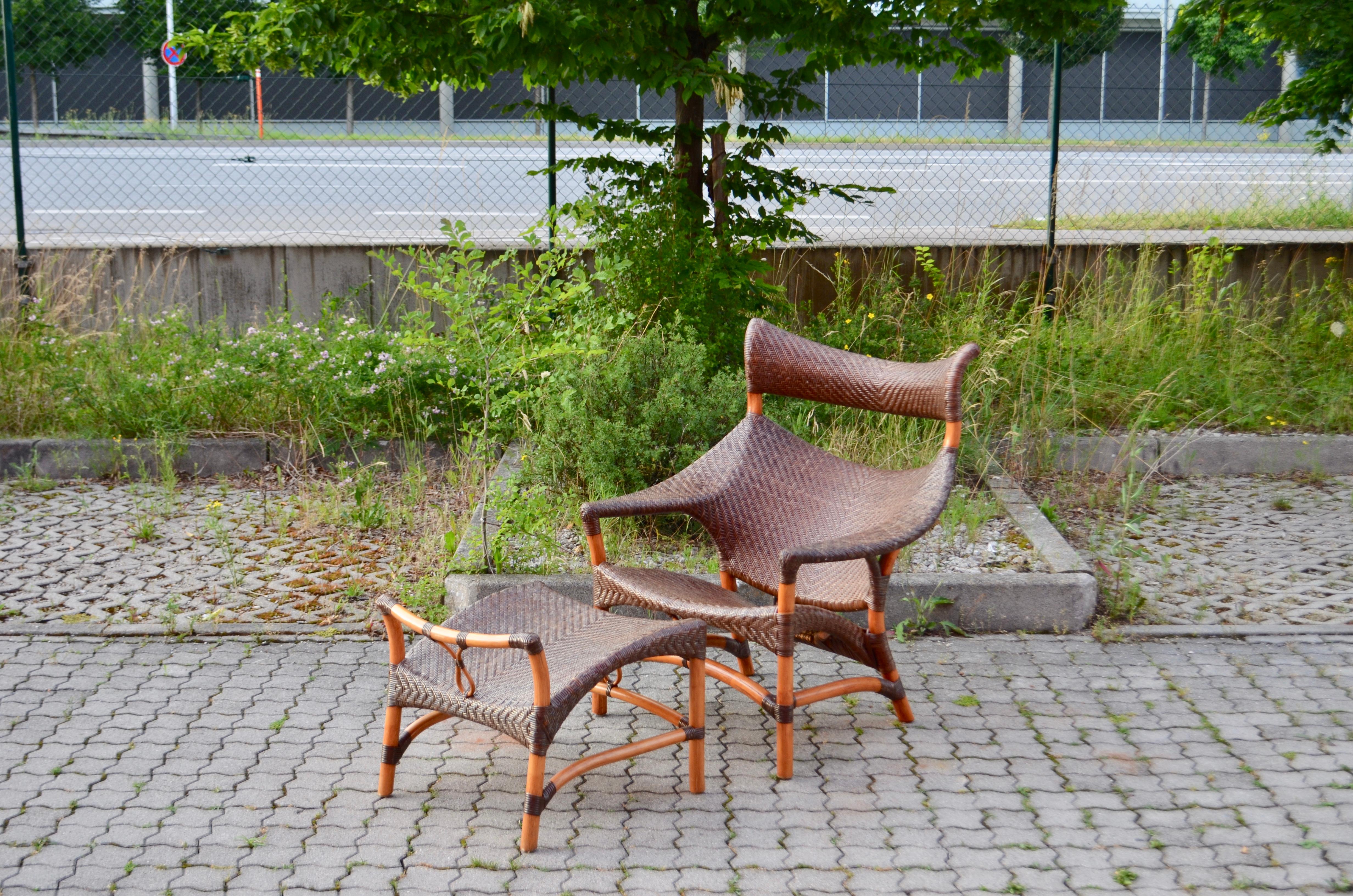 Japonais Fauteuil de salon en bambou tressé et cannage Yuzuru Yamakawa C, 261 Yamakawa Rattan en vente