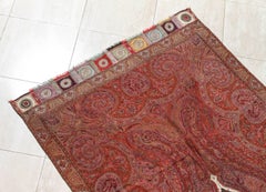 Antique Cashmere Paisley Throw Textile Shawl, 1850-1890