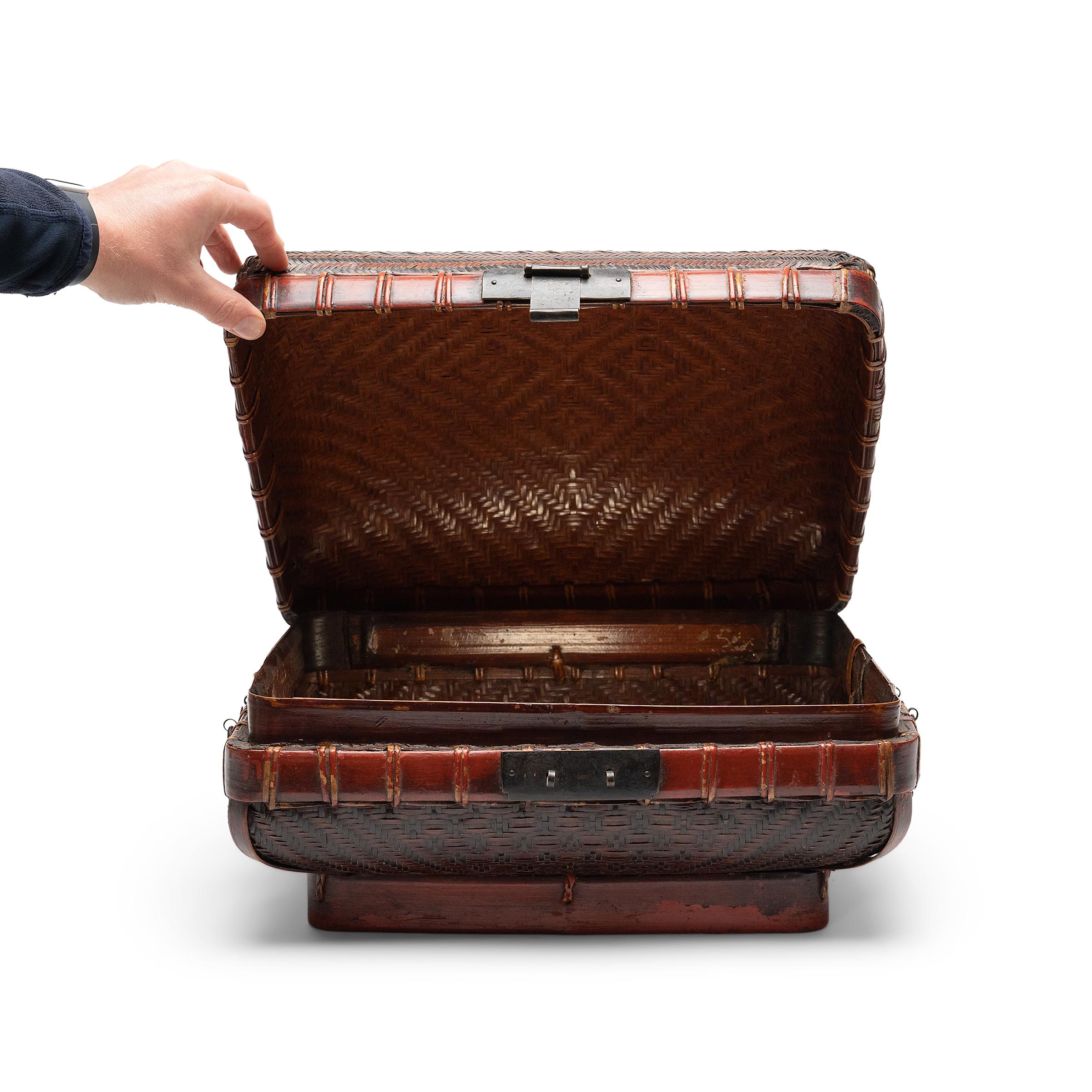 20th Century Woven Chinese Blessings Box, c. 1900 For Sale