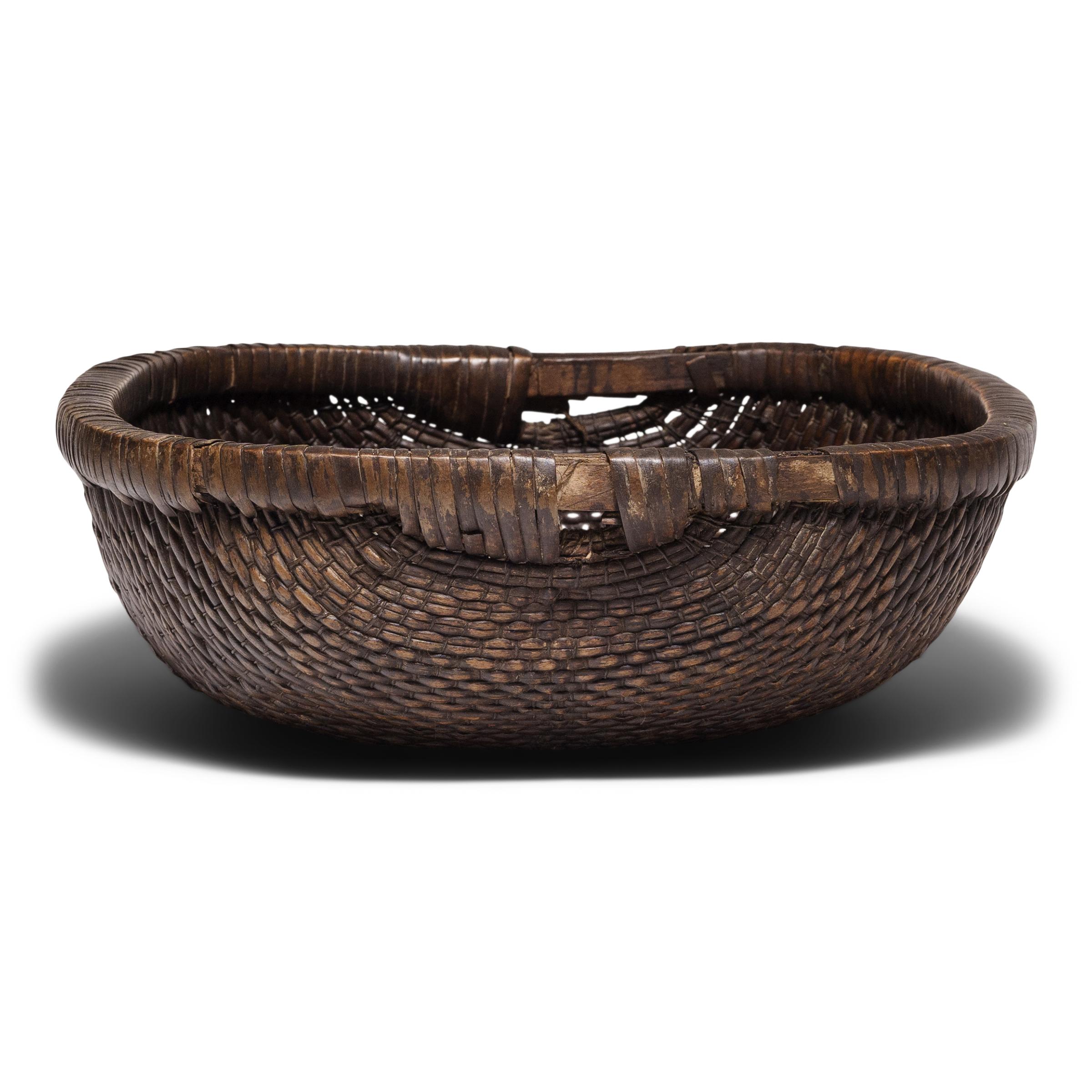Rustic Woven Chinese Grain Basket