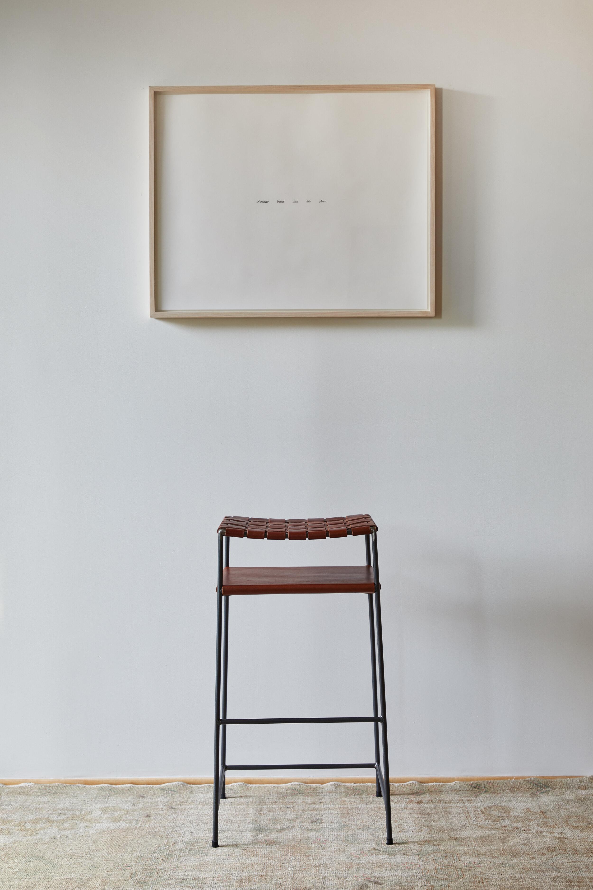 Contemporary Woven Cognac Leather Bar Stool For Sale