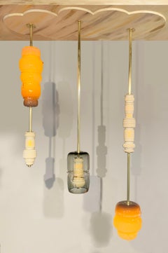 Woven Colony Pendant Chandelier in Glass and Meerschaum by Feyza Kemahlioglu