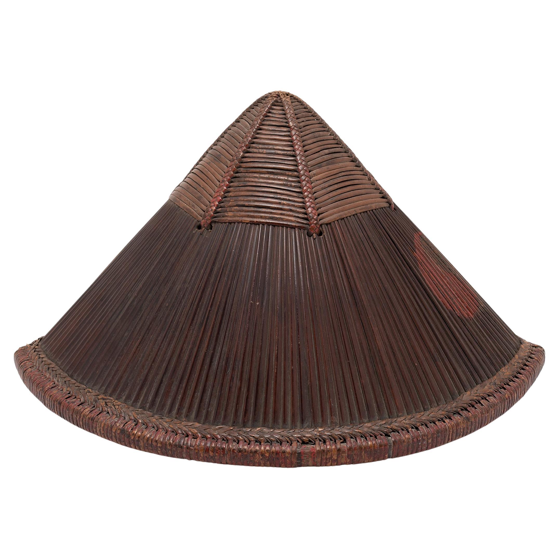 Chinese Woven Bamboo Foot Soldier's Helmet, c. 1800 For Sale