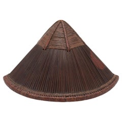 Used Chinese Woven Bamboo Foot Soldier's Helmet, c. 1800