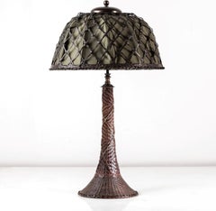 Woven copper table lamp
