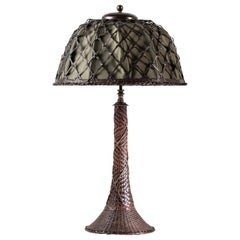 Woven copper table lamp