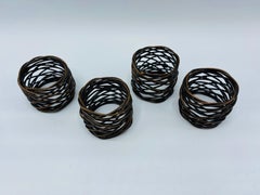 Woven Copper Wire Napkin Rings, Set of Four, 1980s