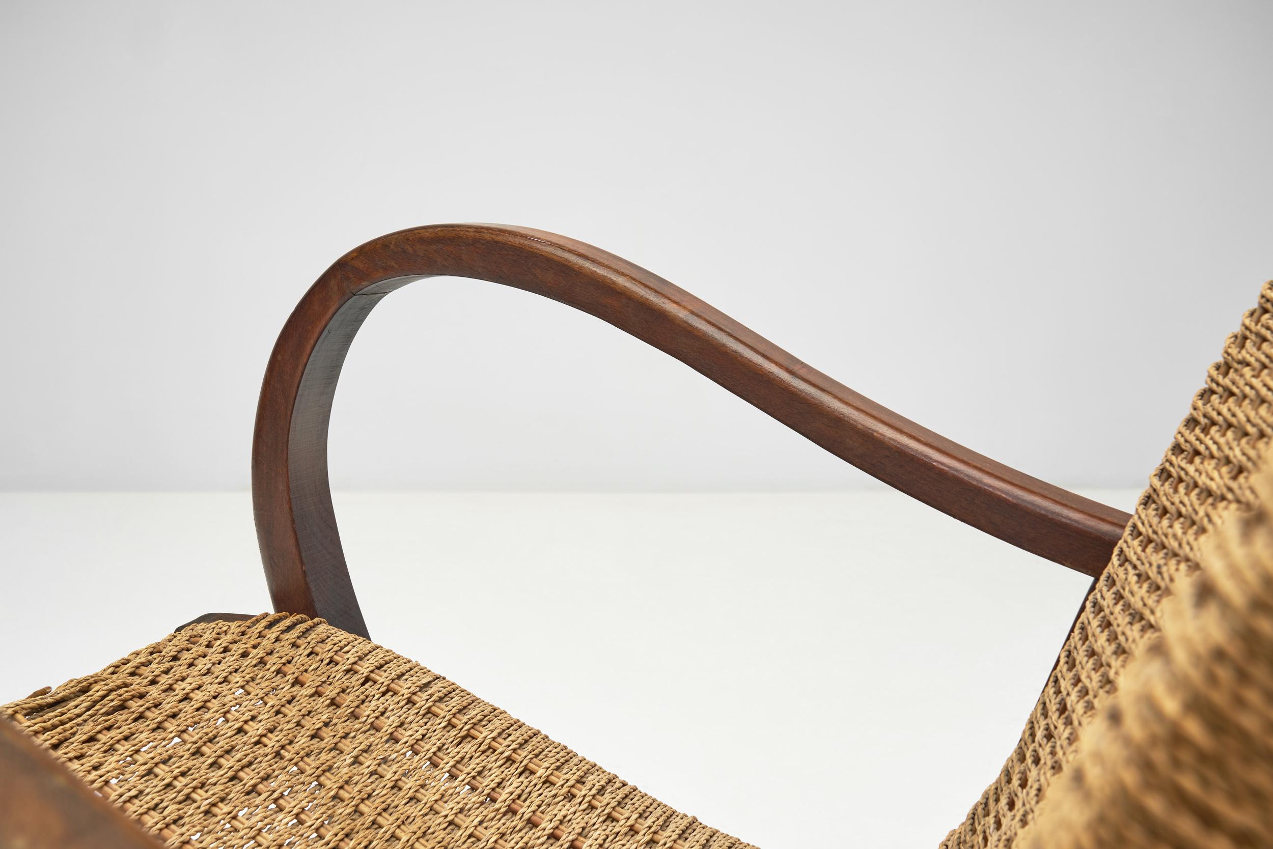 Woven Cord Chair with Steam Bent Arms, Germany circa 1930s 5