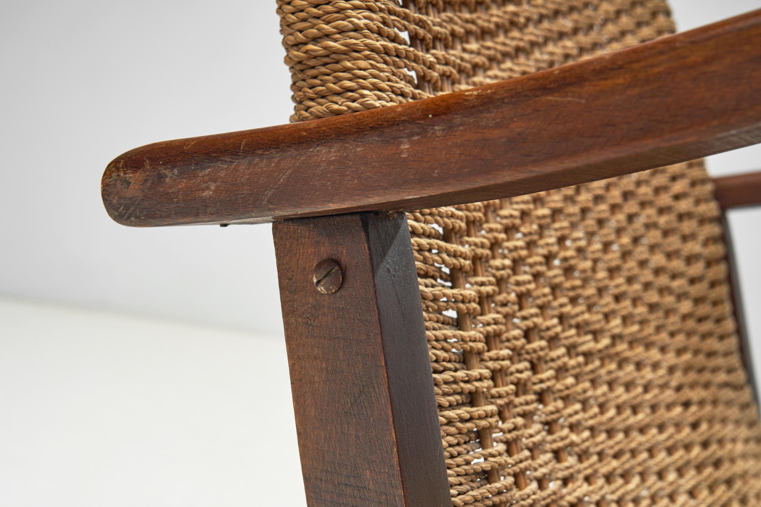 Woven Cord Chair with Steam Bent Arms, Germany circa 1930s 6